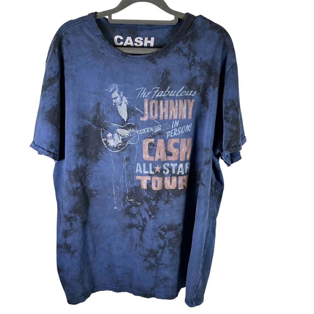 Johnny Cash All Star Tour Tie Dye‎ Graphic T Shirt XL Cotton Band Graphic Tee